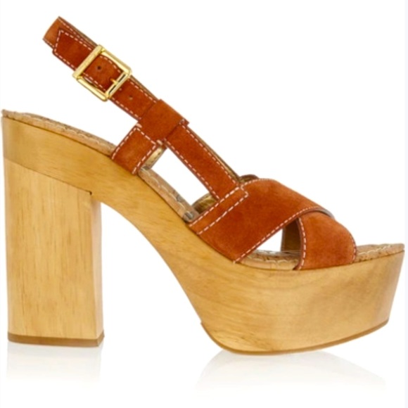 Sam Edelman | Mae | Suede Ginger spice Platform Heels |  Retro Chunky Heel | 7.5 - Picture 5 of 12